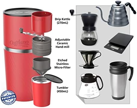 Cafflano All-in-One Poplable Pure מעל מכונת קפה לקמפינג, נסיעות ומשרד