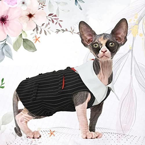 דנטרון חתול טוקסידו חליפה תלבושת אפוד, אופנת חתול חסר שיער בגדים מפוארים בגדים מפוארים בלאי