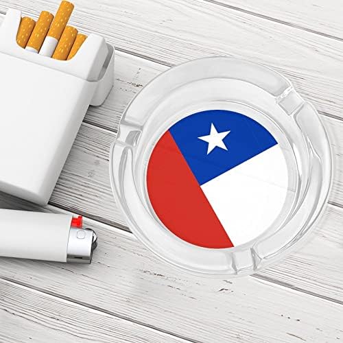 דגל צ'יליאני סיגריות מזכוכית מאפרות מחזיק עישון עגול מגש אפר למלון שולחן מלון קישוט עליון
