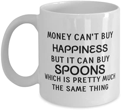 ספל כף מצחיק, כסף לא יכול לקנות אושר אבל זה יכול לקנות כפות, עבור חובב כף לבן 11oz כוס ספל קפה
