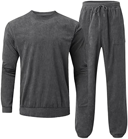 BMISEGM Mens Mens חליפות דק -התאמה אופנה אופנה מזדמנת בצבע אחיד קורדרוי ז'קט צוואר צווארון עם מכנסי
