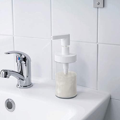 משאבת מקלחת מתקן סבון 3 חלקים, מתקן קרם, 250 מל 8.5oz, זכוכית צלולה לבנה, איכות פרימיום, ידנית, שמפו ג'ל