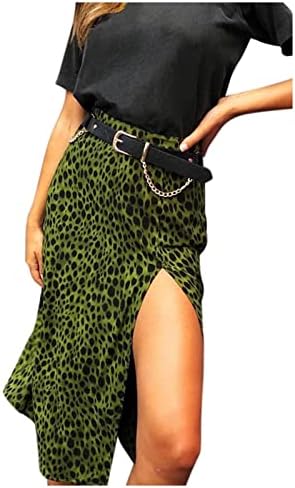 חצאית הדפס נמר בוהו לנשים נשים סקסיות פיצול קו חצאית מידי קיץ קיץ מזדמן מותניים מתנדנדים חצאיות מידי