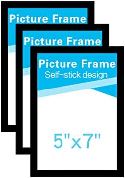 מסגרות תמונה של Mfoffice 5x7 העשויות מ- PVC עמיד ומגנטי חזק, דבק עצמי למקרר/קיר/דלת/חלון/תצוגת ארון, שחור,