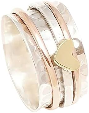 925 טבעת טבעת טבעת טבעת טבעת טבעת סטרלינג טבעת עם לבבות פליז ורצועות קשקש רצועות דאגה