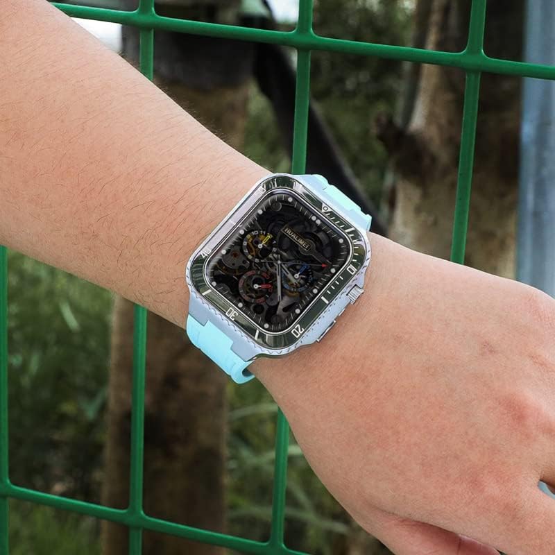 רצועת ערכת שינוי אזאנו לרצועה של Apple Watch 45 ממ 44 ממ מארז מתכת+קרמיקה פגוש מודר מכסה IWatch 8