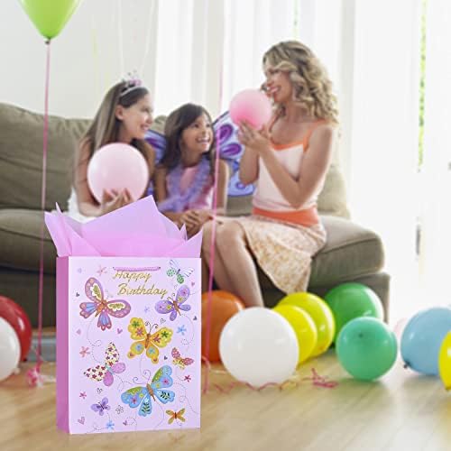 Zgorendz 2 חבילה שקיות מתנה גדולות עם נייר טישו למסיבת יום הולדת