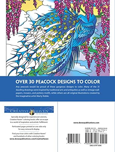 Dover Dov-9963 Creative Haven Peacock מעצב פרסומים ספר צביעה