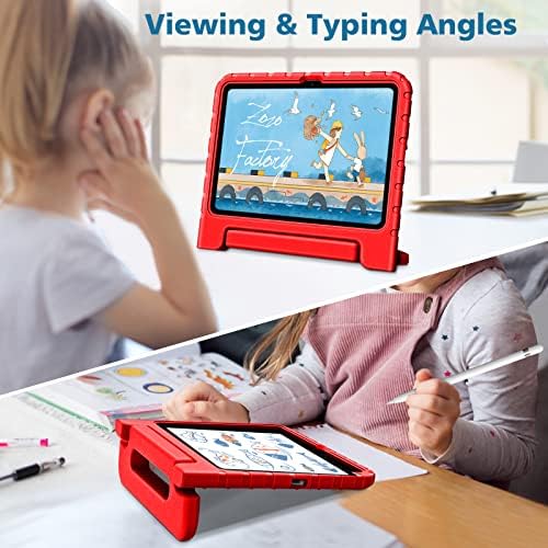 מארז Fintie Kids לדור העשירי של iPad - Kiddie קל משקל אטום הלם ילדים ידידותי לילדים עם מחזיק עיפרון, אדום