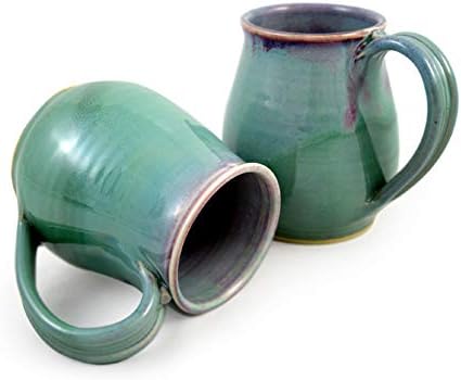 מודרני אומנים אמריקאי עשה סחלב ירוק חרס אוסף: 22-עוז קפה ספל