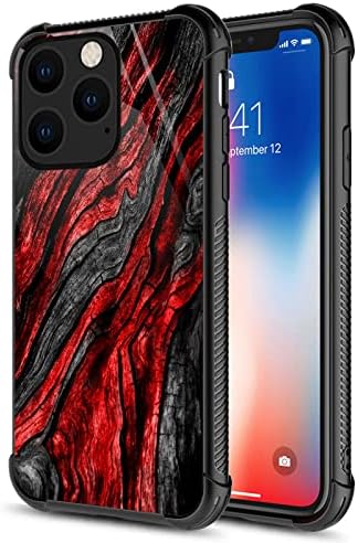 קרלוקה תואמת למארז iPhone 14 Pro, עיצוב גרעיני אדום שחור עיצוב גרפי עיצוב גרפי נגד זעזועים נגד סקרטציה אקרילית