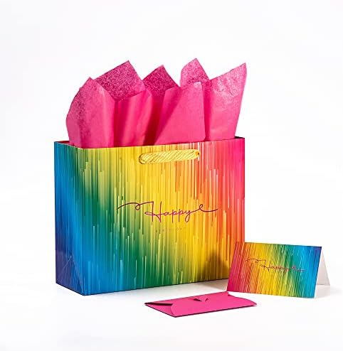 מיקסמסי 13 16.5 שקיות מתנה גדולות וגדולות במיוחד למסיבת יום הולדת עם נייר טישו, כרטיס מעטפת הפתעה