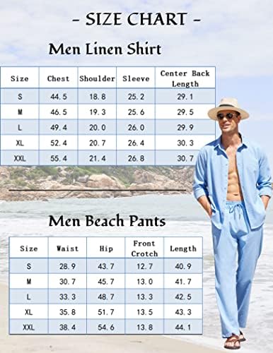 קופנדי גברים 2 חתיכה פשתן סט תלבושות חוף כפתור עד התאמת חולצות ומכנסיים סטים