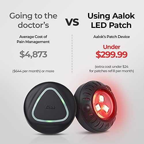 AALOK MINI MINI לביש טלאי LED מכשיר הקלה על כאב כפול עם מילוי, טיפול באור אדום, 2 ספירות