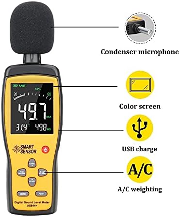 WYFDP דיגיטלי צליל רמת רעש מד דציבלים בודק שמע 30 ~ 130 DBA צבע LCD תצוגת רכב מיקרופון DB METER