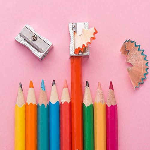 Frienda 48 חבילה עפרונות מתכת מחדדים כף יד מיני מתכת עפרונות מחדדים ידניים מחדדים עיפרון כסף עם מחדד סגסוגת