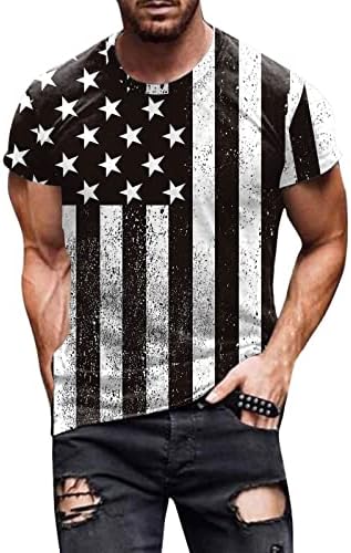 חולצות טריקו של Meymia Mens, 2023 גברים קיץ יום עצמאות מזדמן הדפס שרוול קצר שרוול מהיר אימון יבש