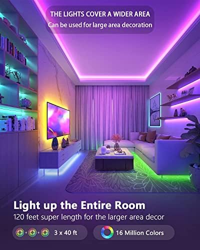 נורות רצועת LED נוזאיה לחדר שינה - 120ft, סנכרון מוסיקה משנה רצועת RGB עם מרחוק, בקרת אפליקציות