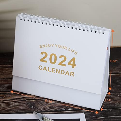 לוח השנה של שולחן כתיבה קטן של Galeajar 2023-2024, 18 לוח שנה שולחן עבודה עמידה של שולחן העבודה,