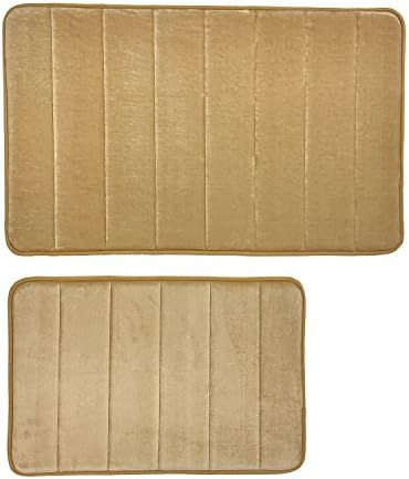 עיצוב פס אספן פרימיוס שטיחי אמבט קצף זיכרון 2 חלקים, בז ', 17x24-20x30 אינץ'