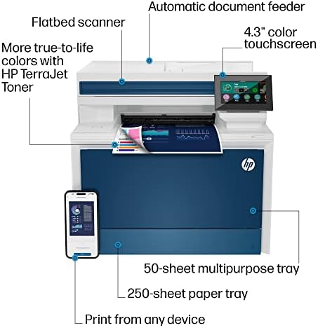 HP Color Laserjet Pro MFP 4301FDN מדפסת, הדפסה, סריקה, העתק, פקס, מהירויות מהירות, הגדרה קלה, הדפסה סלולרית,