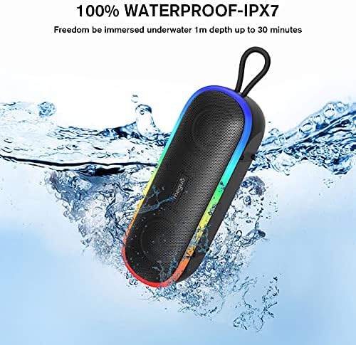 רמקולי Bluetooth של Meguo, רמקול נייד אלחוטי 20 וולט סטריאו ובס+ סאונד, רמקול Bluetooth אטום למים,