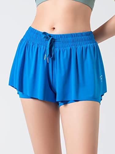 Vsaiddt מכנסיים קצרים זורמים לאתלטיים לנשים מכנסיים קצרים זורמים של קיץ זורם 2 ב 1 מכנסי פרפר נוער עם כיסים