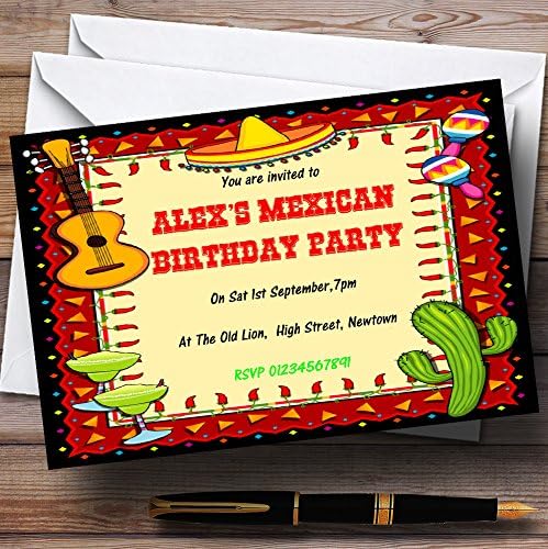נושא פיאסטה מקסיקני הזמנות למסיבת יום הולדת בהתאמה אישית