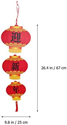 עיצוב חג המולד של Kesyoo 1 זוג פנסים אדומים ראש השנה סיני עם פנסי נייר ציצים קישוטי פסטיבל