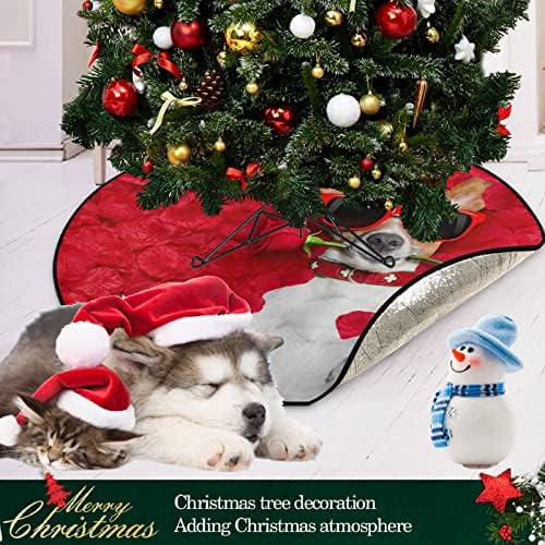 visesunny מחצלת עץ חג המולד כלב מיטה שכיבה מלאה בעץ פרח אדום מעמד מחצלת מגן רצפת סופג עץ עץ מחצלת
