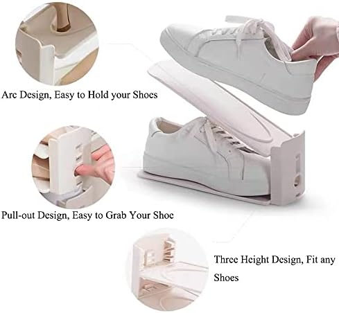 חריצי נעליים של Yagizaai Bayou, 8 PCS נעליים מארגן, מערם נעליים מתכוונן 3 מפלס, שומר שטח שטח שטח,