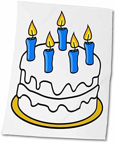 3drose Florene Décor II - עוגה לבנה עם נרות כחולים - מגבות