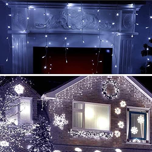 אורות קרח led gtsyding, 13ft 96 נוריות LED 8 מצבים וילון חלון פיות הניתן להרחבה תקרת חג המולד