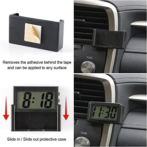 שעון רכב מיני של Uyye שעון דיגיטלי קטן -אביזרי שעון מכוניות עם מסך LCD ברור פונקציית מקרה -שעון דיגיטלי