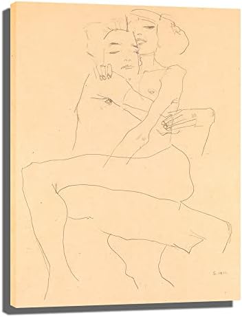 Egon Schiele - זוג מחבק 1911 ציור וינטג 'הדפסים בד הדפסי ציור קיר פוסטרים והדפסים עיצוב קיר Cuadros