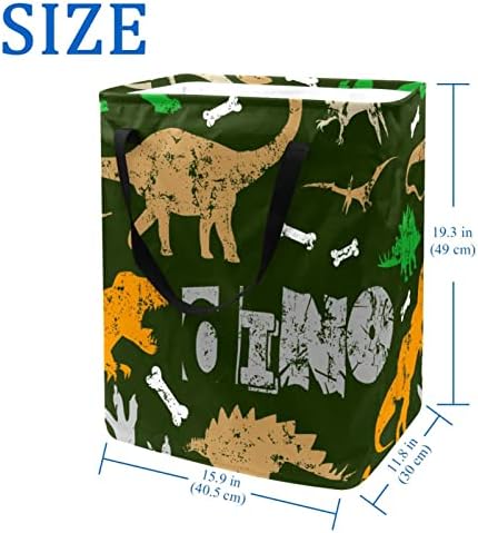 הדפסת דפוס טביעת רגל של דינוזאור סל כביסה מתקפל, סלי כביסה עמידים למים 60 ליטר אחסון צעצועי כביסה לחדר שינה בחדר