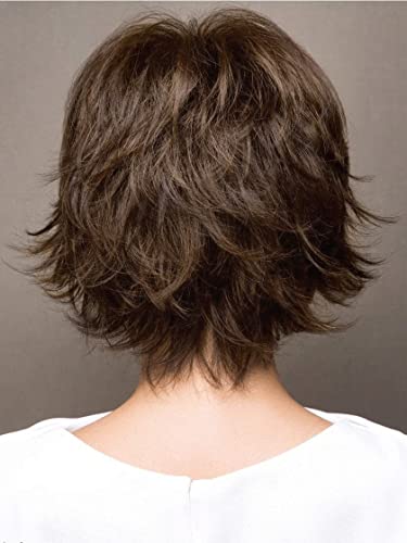 אממור קצר חום שיער טבעי תערובת פאה פיקסי לחתוך לנשים, טבעי קל משקל שיער שכבות סגנון פאות, רך יותר / עדין/קל