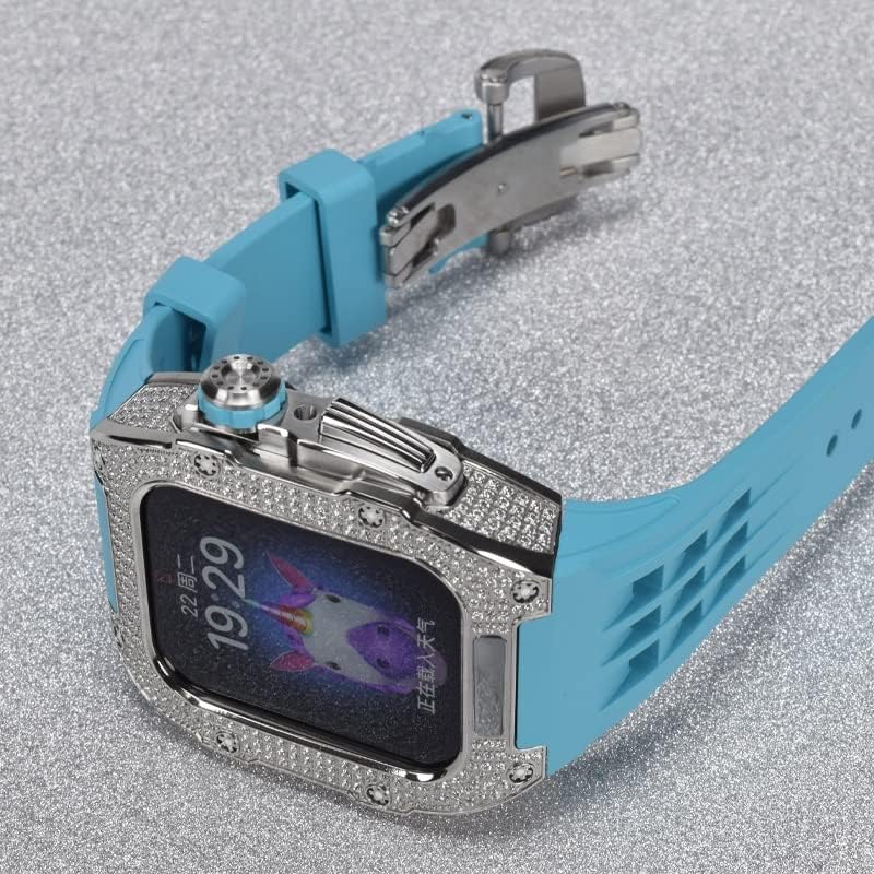 Bezel Titanium Titanium להקת גומי Soumix עבור Apple Watch 8/7 Apple Mod Watch Experty החלפת טיטניום יוקרה תואם