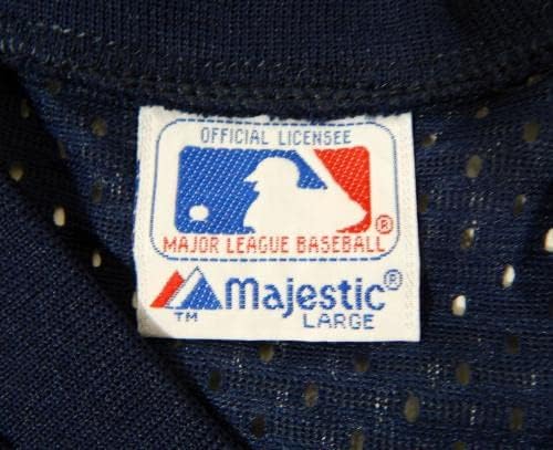 1983-90 מלאכים בקליפורניה משחק ריק הונפק תרגול חבטות כחול ג'רזי L 702 - משחק משומש גופיות MLB