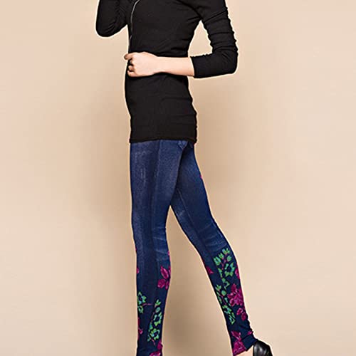 נשים של מזויף ג 'ינס מודפס חותלות בתוספת גודל גבוהה מותן ז' אן יוגה מכנסיים חלקה למתוח מלא אורך