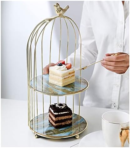 ראזום עוגת הקאפקייקס יצירתי קינוח שולחן מגש זהב שכבה כפולה מזג זכוכית עוגת צלחת אחסון מתלה דקורטיבי קישוטי עגול