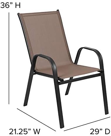 ריהוט פלאש 4 חבילה סדרת ברזוס כסא ערימה חום חיצוני עם חומר נוחות גמיש ומסגרת מתכת
