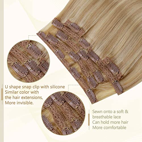 קליפ חבילות-בלונד קליפ שיער הרחבות שיער טבעי כהה בלונד להדגיש זהב בלונד אמיתי קליפ שיער טבעי הרחבות לנשים 9 יחידות