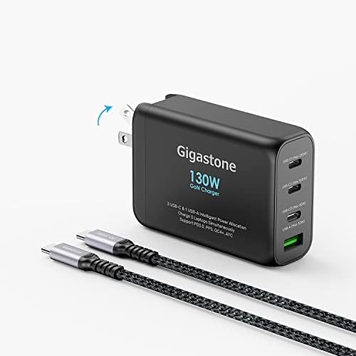 Gigastone 100W USB C מטען + 100W USB C כבל GAN POWER POP PPS מספר יציאה מרובה 130W הקצאת חשמל חכמה
