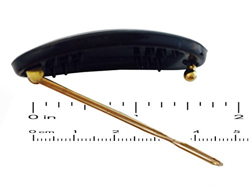 פרסלונה צרפתית סגלגל שחור קטן צלולואיד אצטט עם הצמד על שיער סיכת סיכת קליפ עבור בנות 2 יחידות