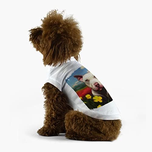 חולצת טריקו של כלב פיטבול חמוד - חולצת כלבים להדפיס כלבים - בגדי כלבים לעיצוב אמנות