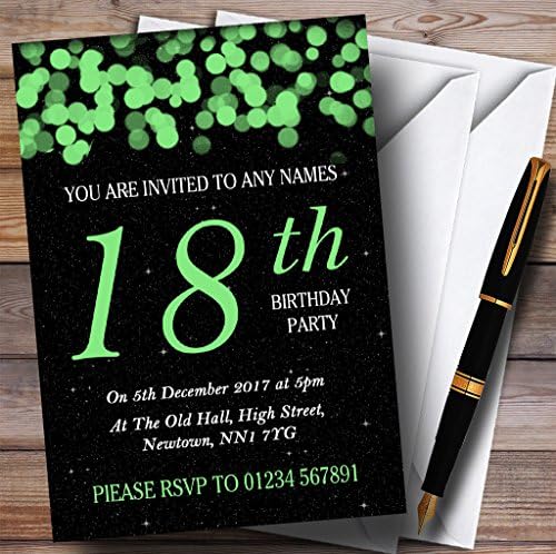 Green Bokeh & Stars הזמנות למסיבת יום הולדת מותאמת אישית 18
