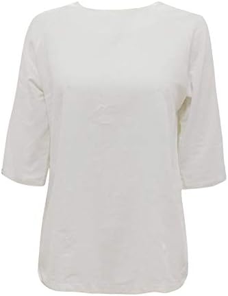 חולצות BMISEGM נשים טי טי רגלן שרוול חצי טוניקות שרוול פשתן קיץ חולצה מונוכרומית רחבה