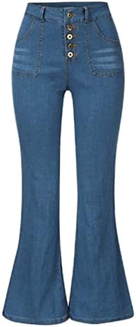ג'ינס מתרחב לנשים מפעל לוגו בהתאמה אישית טיפת מותניים גבוה