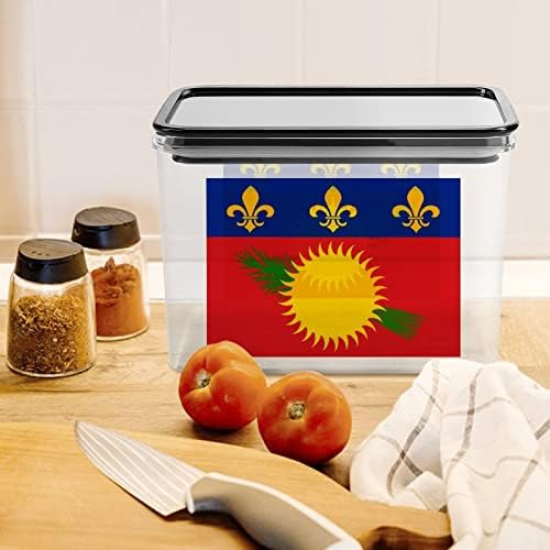 גוואדלופ דגל פלסטיק אחסון תיבת מזון אחסון מכולות עם מכסים אורז צנצנת אטום דלי למטבח ארגון